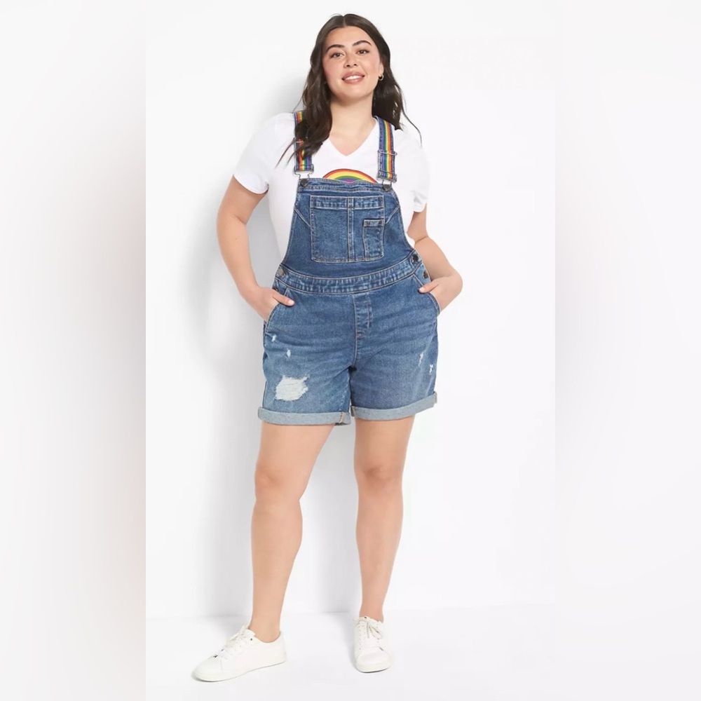 Lane Bryant Blue Denim Pride/Rainbow Women's Overalls